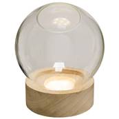 Vase Verre + Bois 8 LED H24 