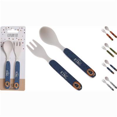 Set Mélamine Cuillère Fourchette 13,5 Cm 4 Assortiements