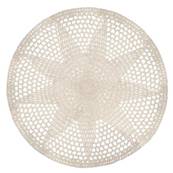 Tapis Rond Crochet Banc & Or D90