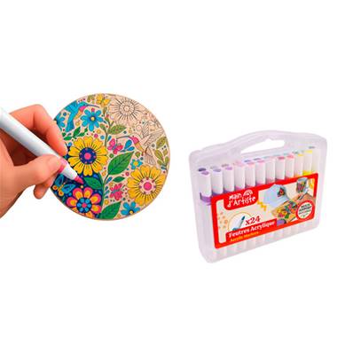 Boite 24 Feutres Acrylique Multi Supports