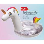 Bouée Licorne 100 cm Paillettes diamant
