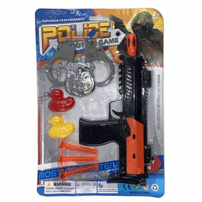 Blister Police Pistolet Menottes Flèches et Canards 21 x 31 Cm 