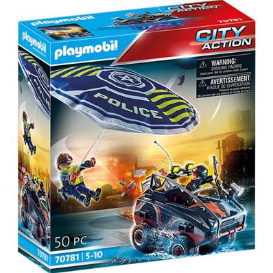 Playmobil - Policier Parachutiste & Quad Du Bandit
