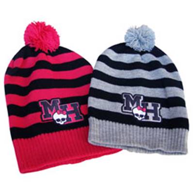 Bonnet  Pompon Raye 2 Couleurs