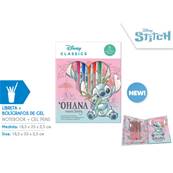 6 Stylos Gels avec Carnet STITCH 18 x 23 Cm