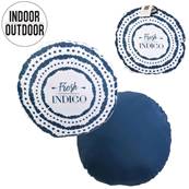 Coussin Deco Exterieur Rond Bleu 