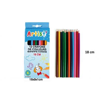 Boite 12 Crayons de Couleurs 18 Cm
