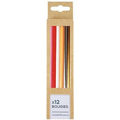 Boite 12 Bougies Rose et Or