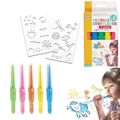 5 Feutres Souffleurs et 2 Pochoirs