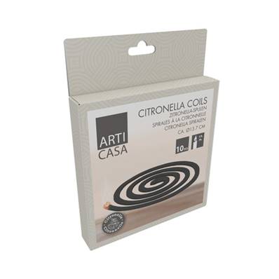 Boite 10 Spirales Citronnelles Ø13,7cm 7h Combustion
