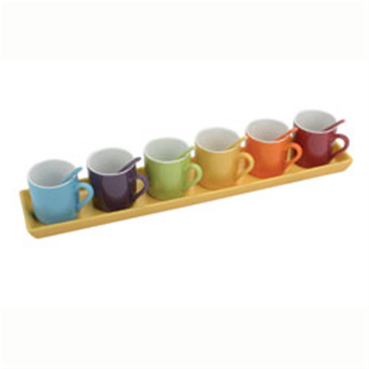 Tasse En Porcelaine Avec Cuillère Sur Plateau Ardoise - Café Gourmand - Neuf