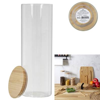 Bocal en Verre et Bambou 2L 10.3 x 30 x 10.3 Cm