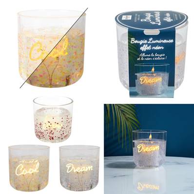 Bougie parfumée Lumineuse Effet Néon 10 x 10 x 10 Cm