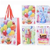 Sac Cadeau Papier 18 x 8 x 24 Cm 4 modèles d'Anniversaire 3D assortis