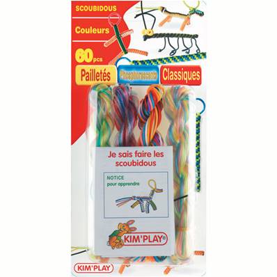 Blister 60 Scoubidou Pailletés Phosphorescents Classiques avec Notice