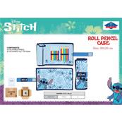 Trousse Enroulable Stitch Bleu avec 6 Feutres et 6 Crayons 30 x 20 Cm