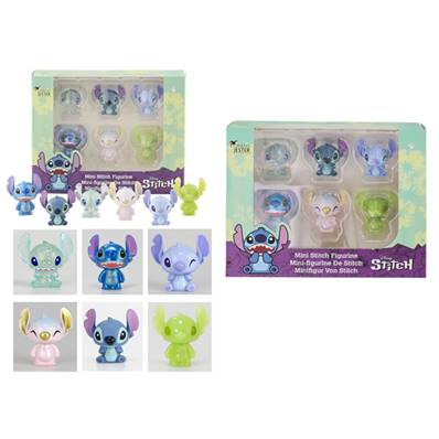 Boite Vitrine 6 Figurines Assorties Stitch 14 x 18 x 4 cm