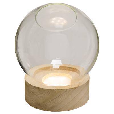 Vase Verre + Bois 8 LED H24 