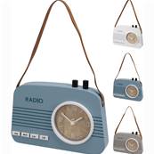 Radio Horloge de Table en Bois avec poignée 21,5 x 3,5 x 15,5 Cm