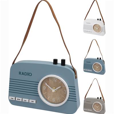 Radio Horloge de Table en Bois avec poignée 21,5 x 3,5 x 15,5 Cm