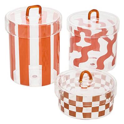 Lot de 3 Boites déco Homy Verre 