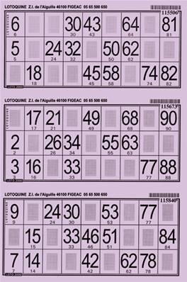 Cartons de loto par 3          
