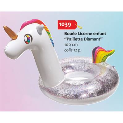 Bouée Licorne 100 cm Paillettes diamant