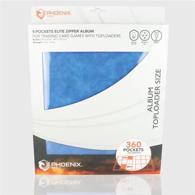 Zip Album Elite Toploader – Blue – 360 pockets Phoenix Shield©