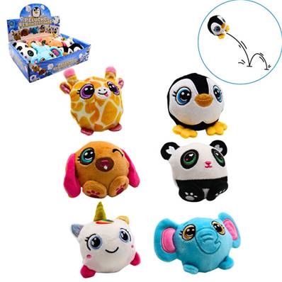 Balle Rebondissante Peluche 6,5 Cm 6 Modèles Assortis