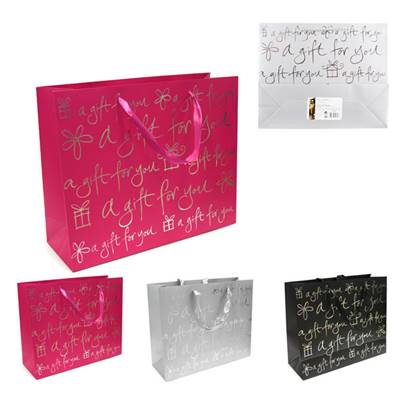 Sac Cadeau Motif Argent 32 x 26 Cm