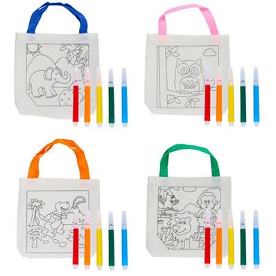 Sac en Toile à Colorier pour Enfants 4 assortis
