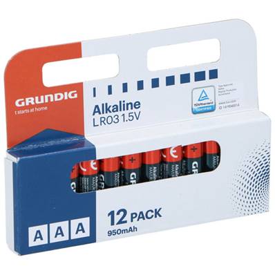 Blister 12 Piles Alcalines AAA/LR03 950mah GRUNDIG