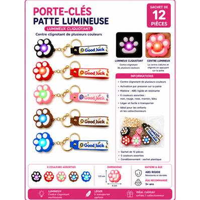 Porte Cles Patte de Chat Lumineux