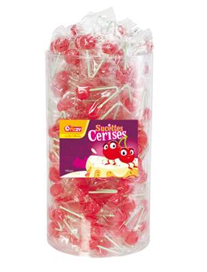 Tubo 100 Sucettes Cerise