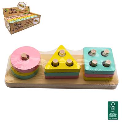 Puzzle 4 Formes à Empiler en Bois 6 x 25 Cm