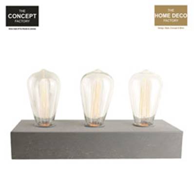 Deco Lumineuse Beton 3 Ampoules Vintage