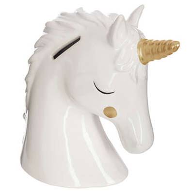 Tirelire en Dolomite Tête Licorne H16 Cm