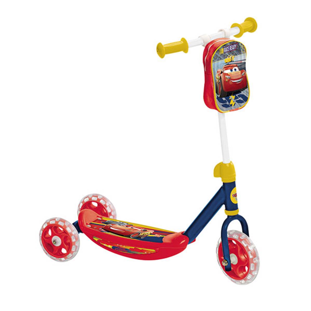 Smoby Cars Patinette 3 Roues Enfant - Trottinette Avec Roues Silencieuses Rouge