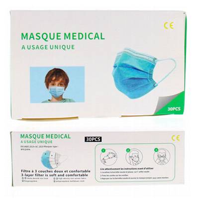 Boite 30 Masques Enfants Medicaux Blanc ou Bleu