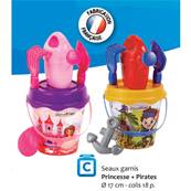 Box 36 Seaux  Garnis  Pirate ou Princesse 17cm