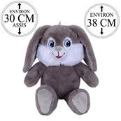 Lapin Gris 30 Cm Assis et 38 Cm Debout