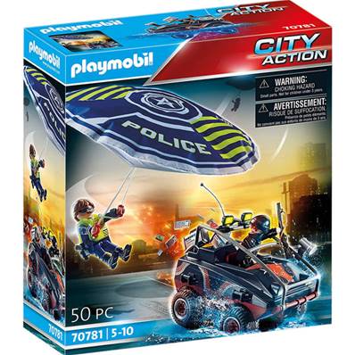 PLAYMOBIL - Policier Parachutiste & Quad Du Bandit
