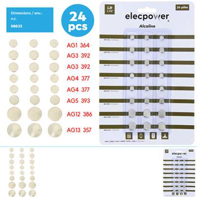 Blister Piles Alcalines pour Montre par 24 Pièces