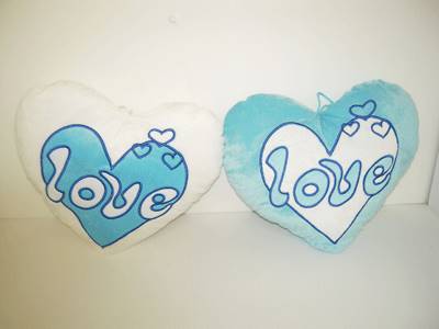 Coeur Peluche Love Bleu/Blanc