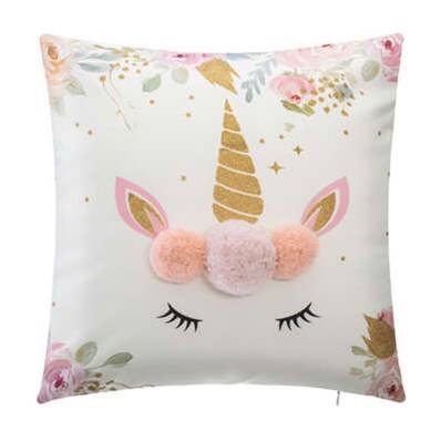 Coussin Licorne Pompon 