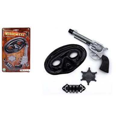 Blister Pistolet Cow Boy 19,5 Cm Masque