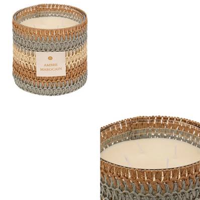 Bougie Parfumée Zaya 1400 g Pot Verre et Fibres Naturelles Ambre