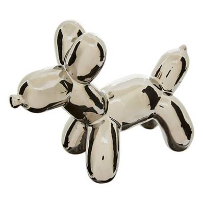 Chien déco Théo  13,5cm céramique argent 