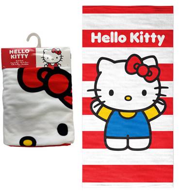 Serviette de Plage Hello Kitty 70 x 140 Cm 100% Microfibres