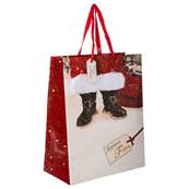 Sac Cadeau Imp Pere Noel Fourure MM 32X 27